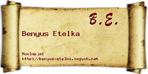 Benyus Etelka névjegykártya